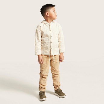 Juniors Textured Pants with Pockets and Drawstring