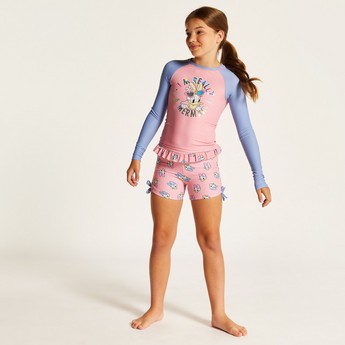 Disney Daffy Duck Print Rash Guard and Swim Shorts Set