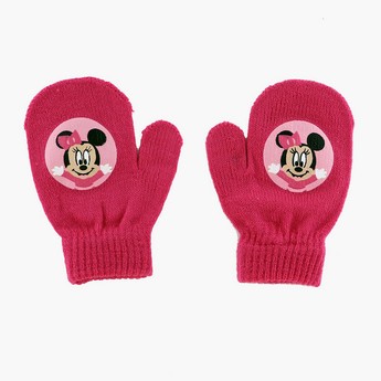 Disney Minnie Mouse Print Textured Mittens