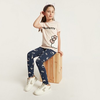 Sanrio All-Over Hello Kitty Print Leggings with Elasticated Waistband