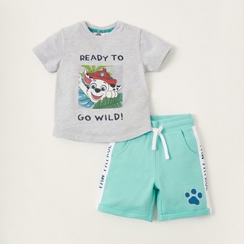 Paw Patrol Print Short Sleeves T-shirt and Shorts Set