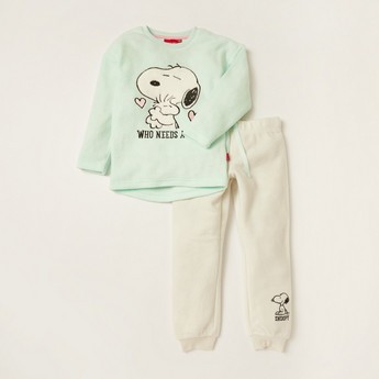 Snoopy Print T-shirt and Pyjamas Set