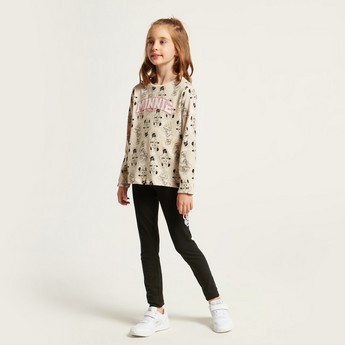 Disney All-Over Minnie Mouse Print T-shirt with Long Sleeves