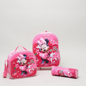 Disney Minnie Mouse Print 3-Piece Trolley Backpack Set - 12 inches