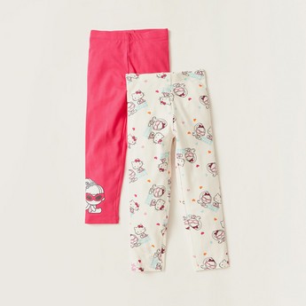 Sanrio Printed Leggings with Elasticised Waistband - Set of 2