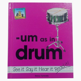 كتاب بغلاف مقوى لتعليم نطق Um كما في Drum