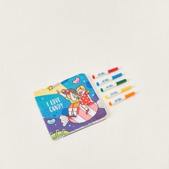 Juniors I Love Candy Washable Colouring Book and Markers Set