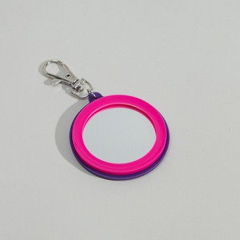 Applique Detail Metallic Keyring with Round Mirror