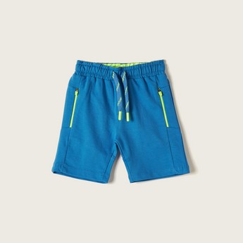 XYZ Solid Shorts with Drawstring Closure and Pockets