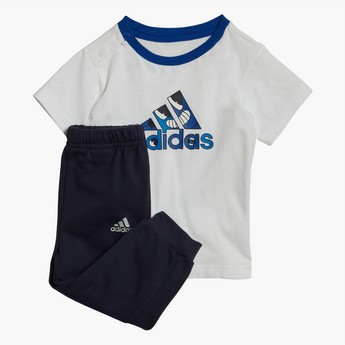 adidas Print Round Neck T-shirt and Joggers Set