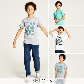 Juniors Assorted Crew Neck T-shirt with Short Sleeves - Set of 3