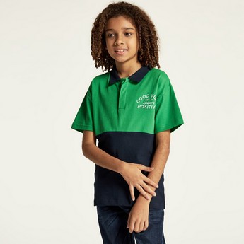 Juniors Colourblock Polo T-shirt with Short Sleeves