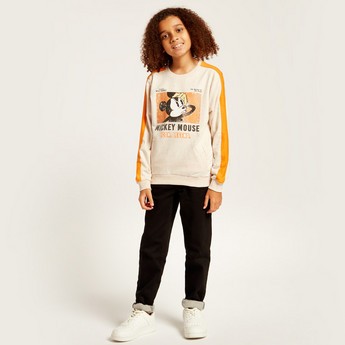 Disney Mickey Mouse Print Sweatshirt with Long Sleeves