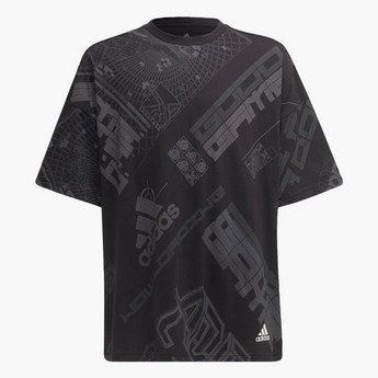 adidas Printed Crew Neck T-shirt with Short Sleeves