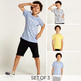 Juniors Assorted Crew Neck T-shirt with Short Sleeves - Set of 3