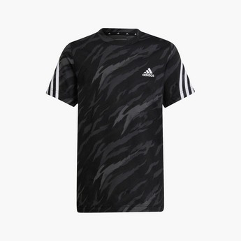 adidas Printed T-shirt with Crew Neck and Short Sleeves