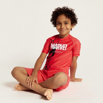 Spider-Man Print Swim T-shirt and Shorts Set