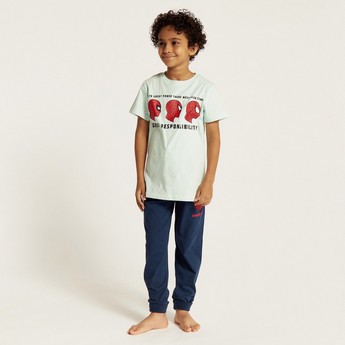 Spider-Man Print Crew Neck T-shirt and Pyjama Set