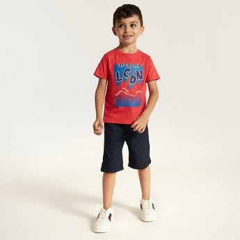 Lee Cooper Printed T-shirt with Crew Neck and Short Sleeves