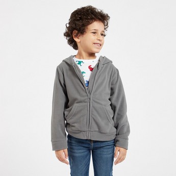 Juniors Solid Jacket with Hood and Long Sleeves