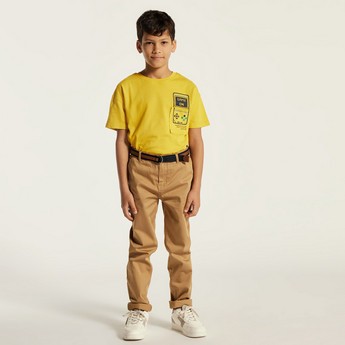 Juniors Solid Pants with Belt and Pockets