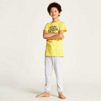 Juniors Printed Round Neck T-shirt and Pyjama Set