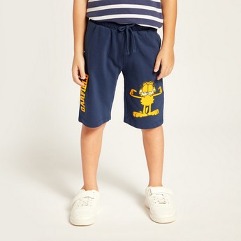 Nickelodeon Garfield Print Mid-Rise Shorts with Drawstring Closure and Pockets