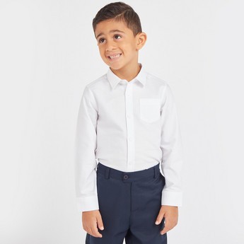 Juniors Solid Oxford Shirt with Long Sleeves