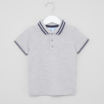 Juniors Textured Polo T-shirt with Short Sleeves