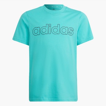 adidas Logo Print Crew Neck T-shirt with Short Sleeves