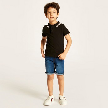 Juniors Polo Neck T-Shirt with Short Sleeves