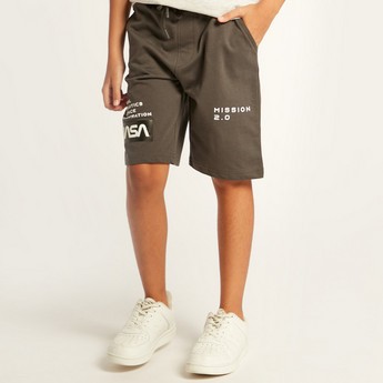 NASA Printed Shorts with Pockets and Drawstring Closure