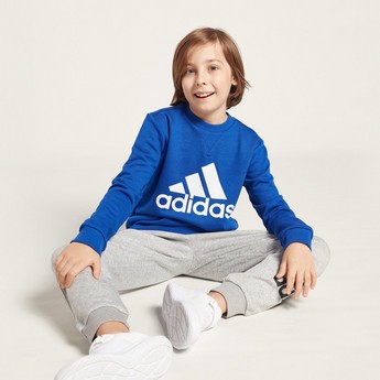 adidas Logo Print Sweatshirt with Long Sleeves