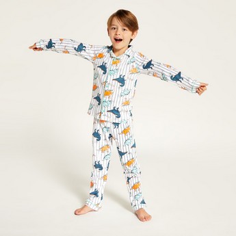 Juniors All Over Dinosaur Print Shirt and Pyjama Set