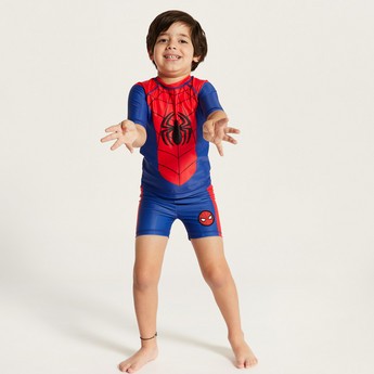 Spider-Man Print Rash Guard and Swim Shorts Set