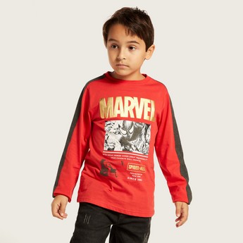 Spider-Man Print T-shirt with Long Sleeves