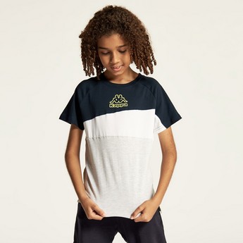 Kappa Panelled T-shirt with Crew Neck and Short Sleeves