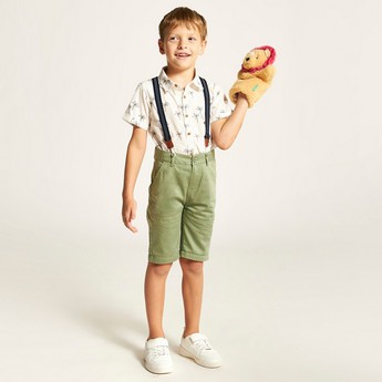 Juniors Solid Shorts with Button Closure and Pockets