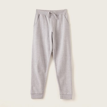 Juniors Solid Jog Pants with Pockets and Drawstring Closure