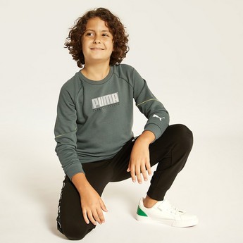 PUMA Logo Print Sweatshirt with Round Neck and Long Sleeves