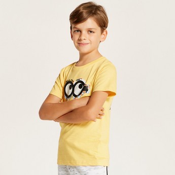 Despicable Me Print T-shirt with Crew Neck and Short Sleeves