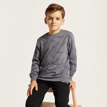 Juniors All-Over Printed Sweatshirt with Long Sleeves