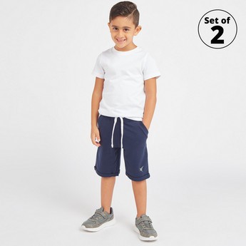 Juniors Solid T-shirt with Round Neck and Short Sleeves - Set of 2