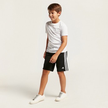 adidas Solid Shorts with Tape and Pocket Detail