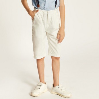 Juniors Solid Shorts with Suspenders and Pockets