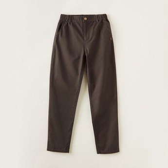 Solid Pants with Semi-Elasticated Waistband and Pockets