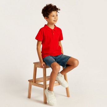 Juniors Solid Polo T-shirt with Short Sleeves