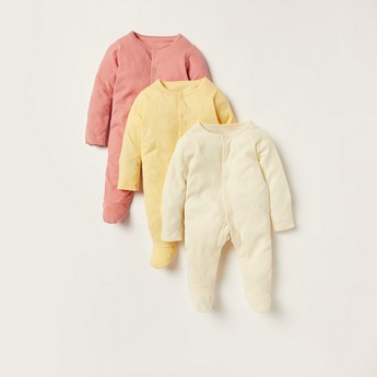 Juniors Textured Sleepsuit with Long Sleeves - Set of 3