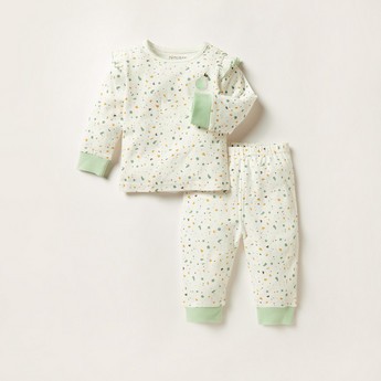 Juniors Printed Long Sleeve Top and Pyjama Set