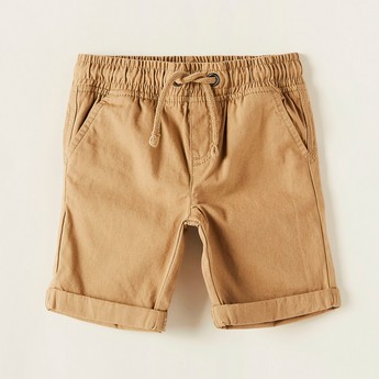 Juniors Solid Shorts with Drawstring Closure and Pockets